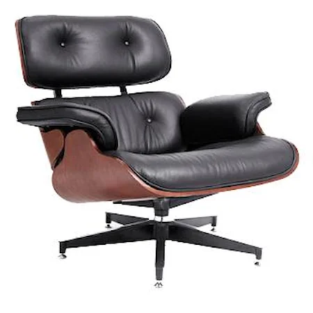 Eames Plywood and Leather Swivel Chair